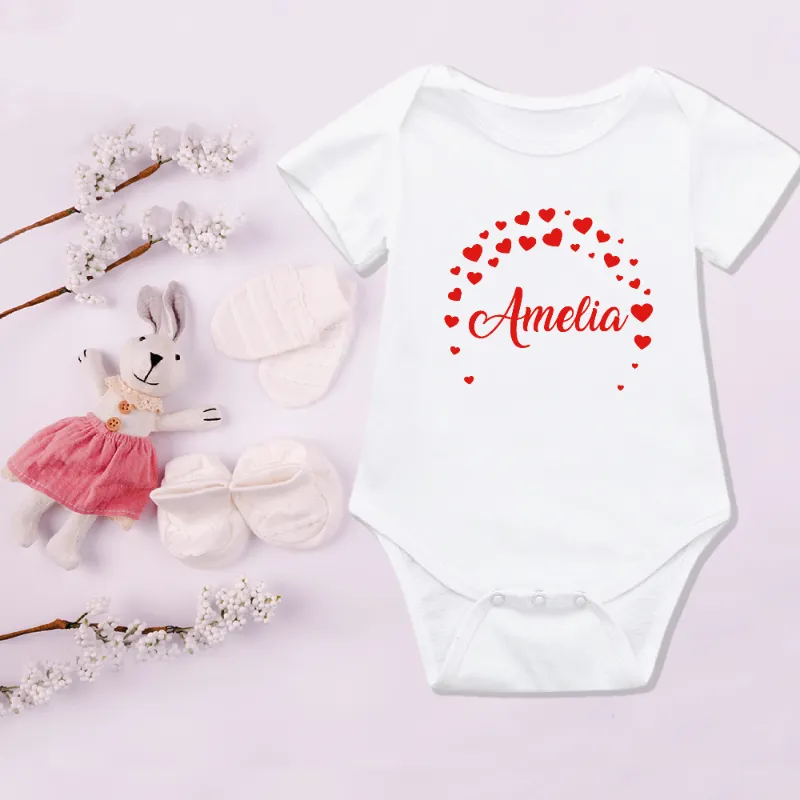 Hearts Arch Personalised Name Kids T-shirt and Baby Vest