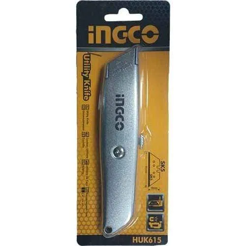 Ingco Utility Knife with Auto-Lock and SK5 Blade – HUK615