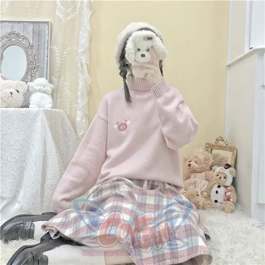 Japanese Style Tweed Soft Girl Plaid Thickened Suede Versatile Long Skirt Longuette