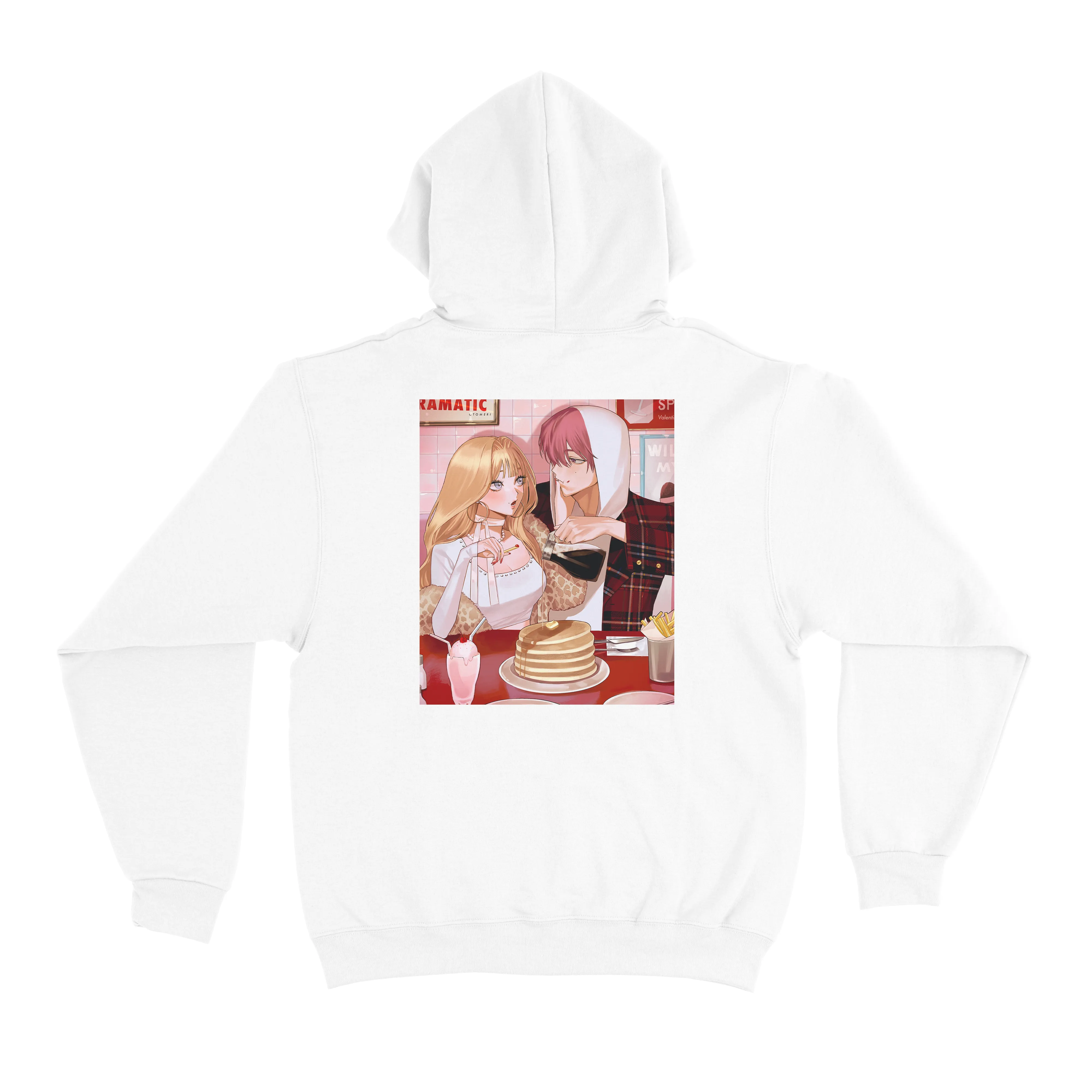 ”Junkie for you" Basic Hoodie White/Light Pink