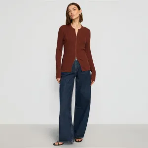 Kayla Ribbed Two-Way Zip Sweater