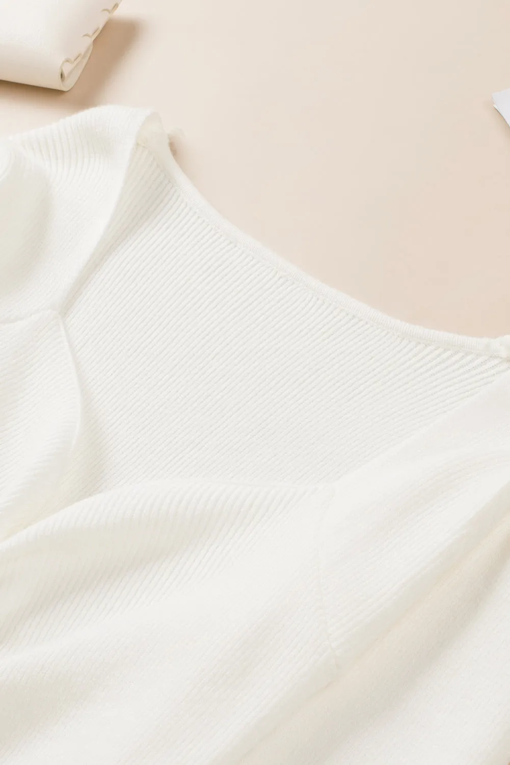 Kelsey Ruched Sweetheart Neck Long Sleeve Sweater