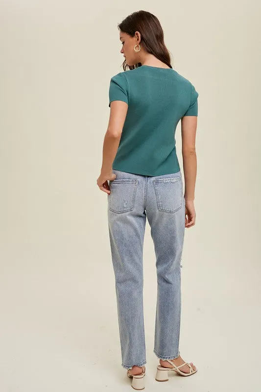 Keyhole S/S Sweater (Juniper)