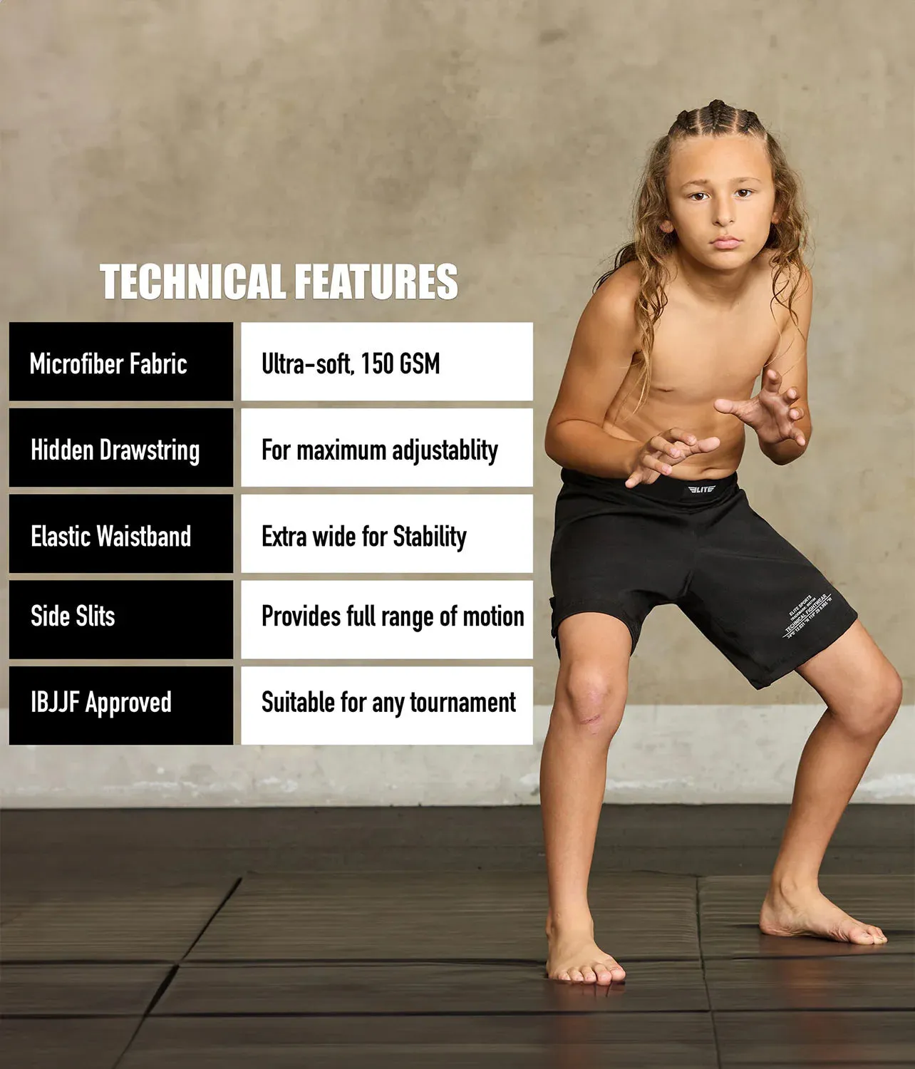 Kids' Black Jack Black MMA Shorts