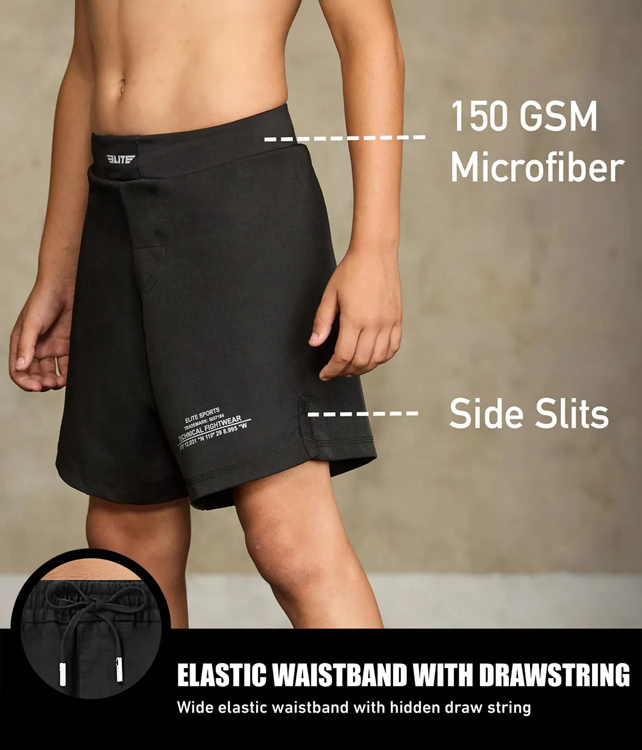 Kids' Black Jack Black MMA Shorts