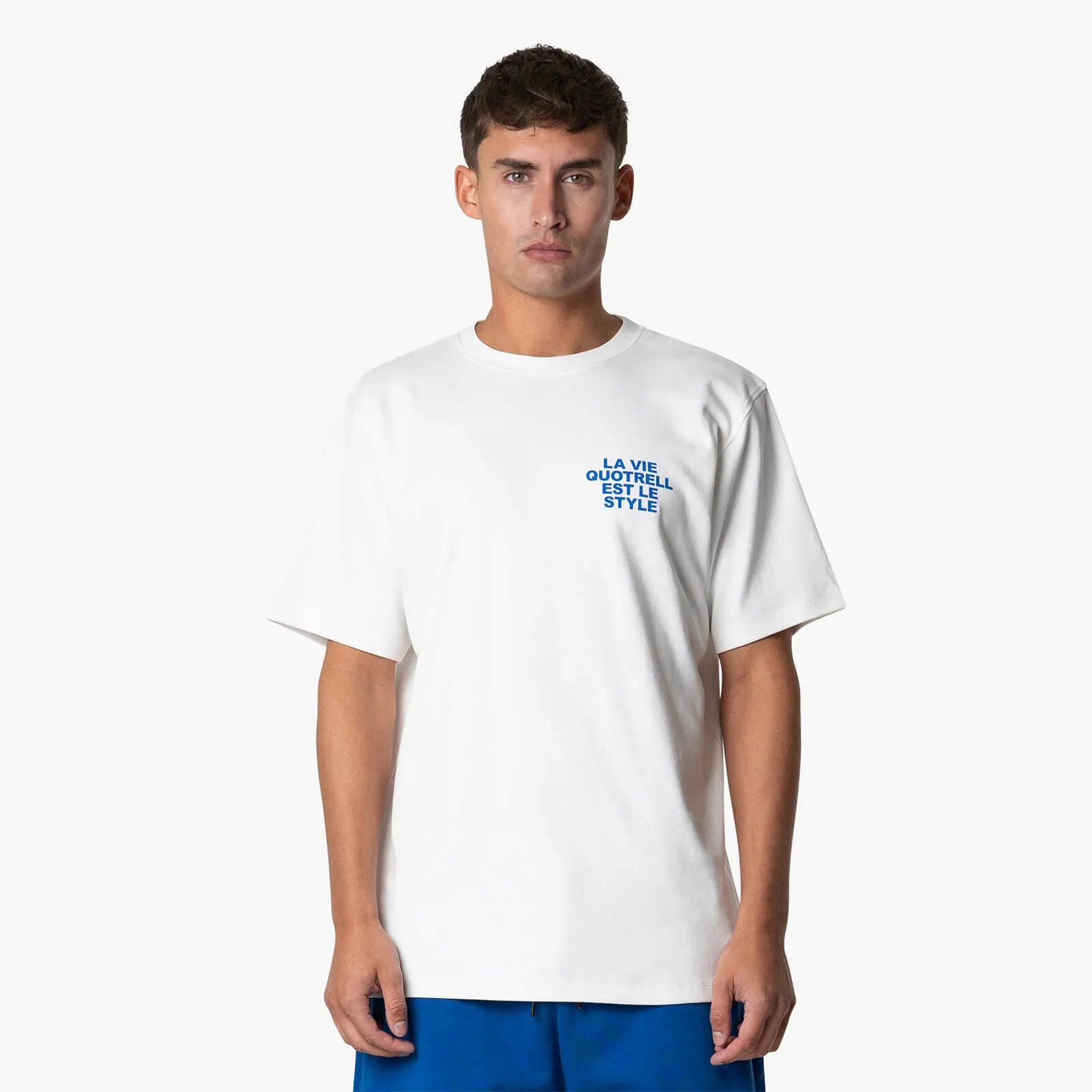 LA VIE T-SHIRT | WHITE/COBALT
