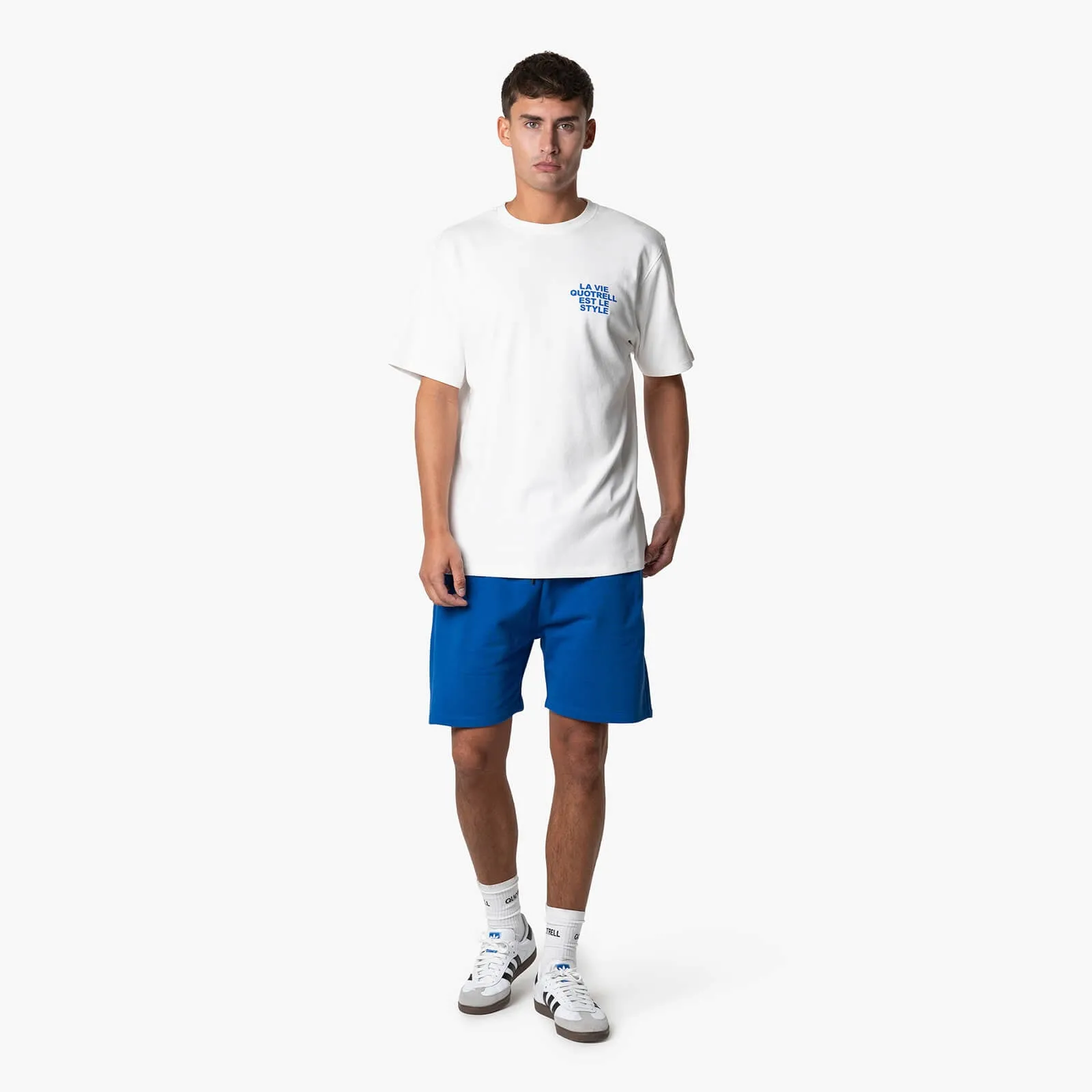LA VIE T-SHIRT | WHITE/COBALT