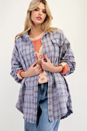 Laurel Oversized Washed Plaid Top