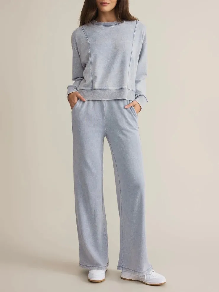 Lax Knit Denim Sweatshirt - Washed Indigo