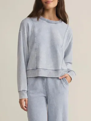 Lax Knit Denim Sweatshirt - Washed Indigo