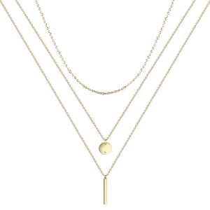 Layered Geometric Necklace - NSSN308STGC