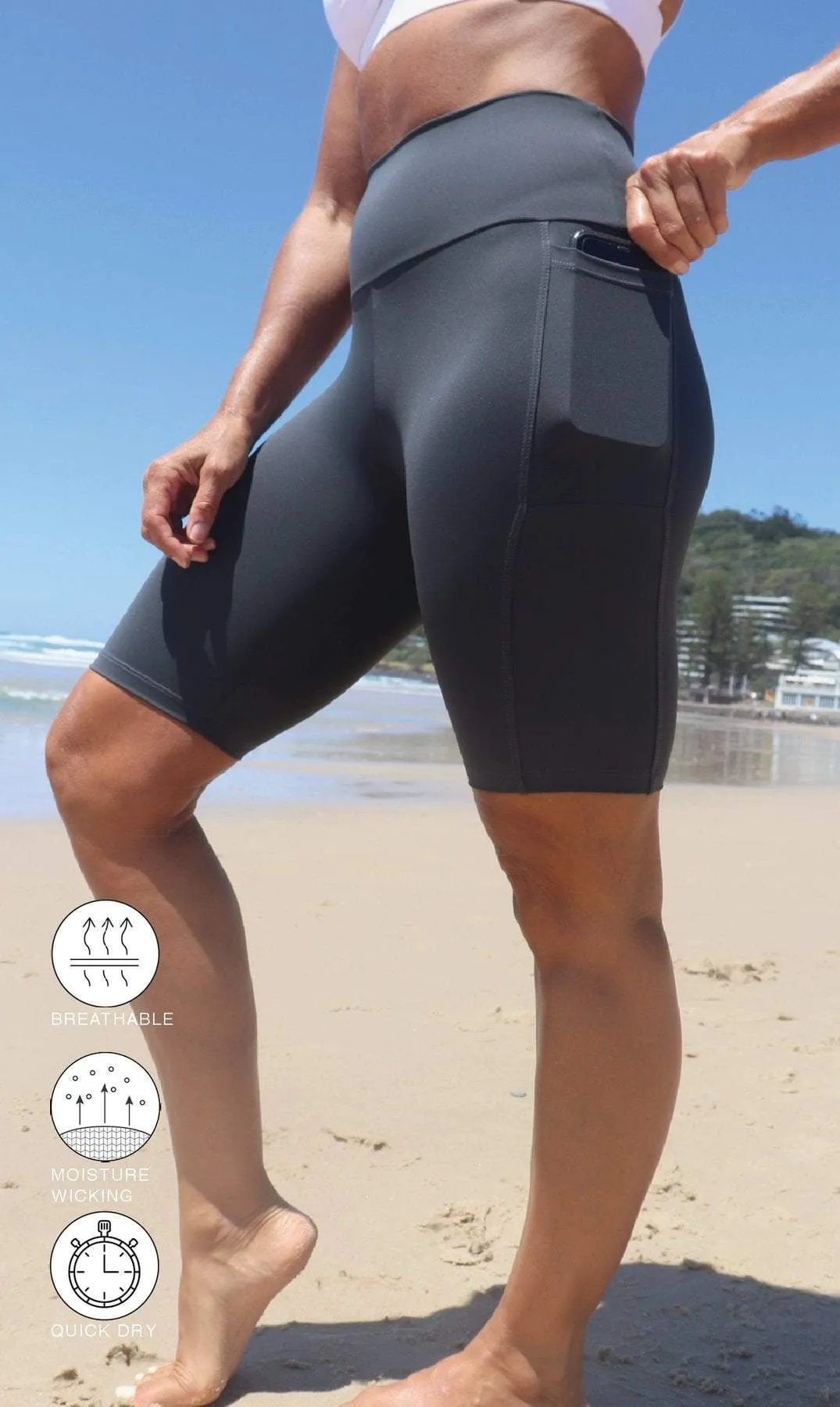Liquorice Body Luxe Biker Shorts with Pockets