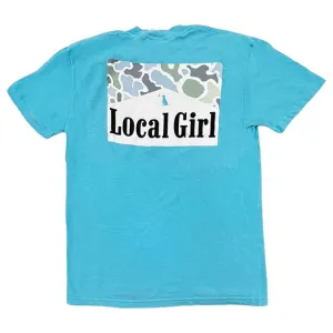 Local Girl Smoked Localflage Short Sleeve T-Shirt in Lagoon Blue