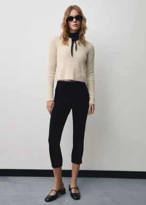 Long-sleeved sweater with glitter detail - Light Beige