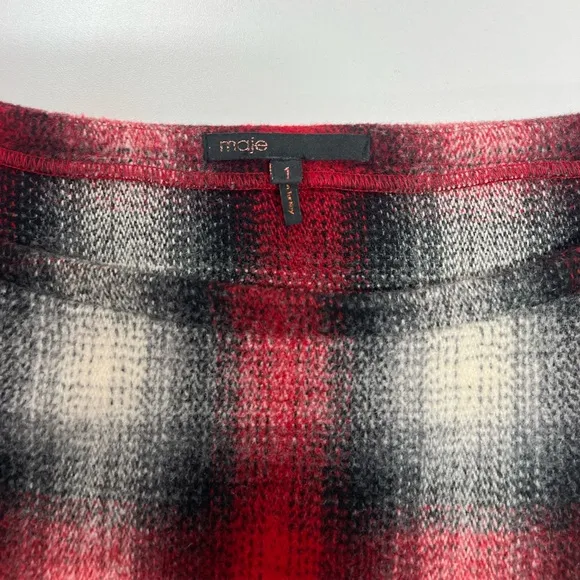 Maje Jaxine Wool Dress Jumper Red Tartan Plaid Size US Small