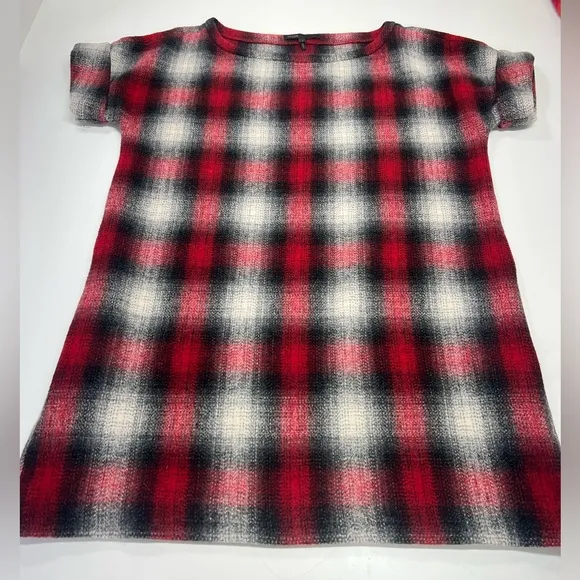 Maje Jaxine Wool Dress Jumper Red Tartan Plaid Size US Small