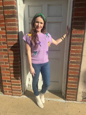 Mardi Party Sweater Top: Purple Mix