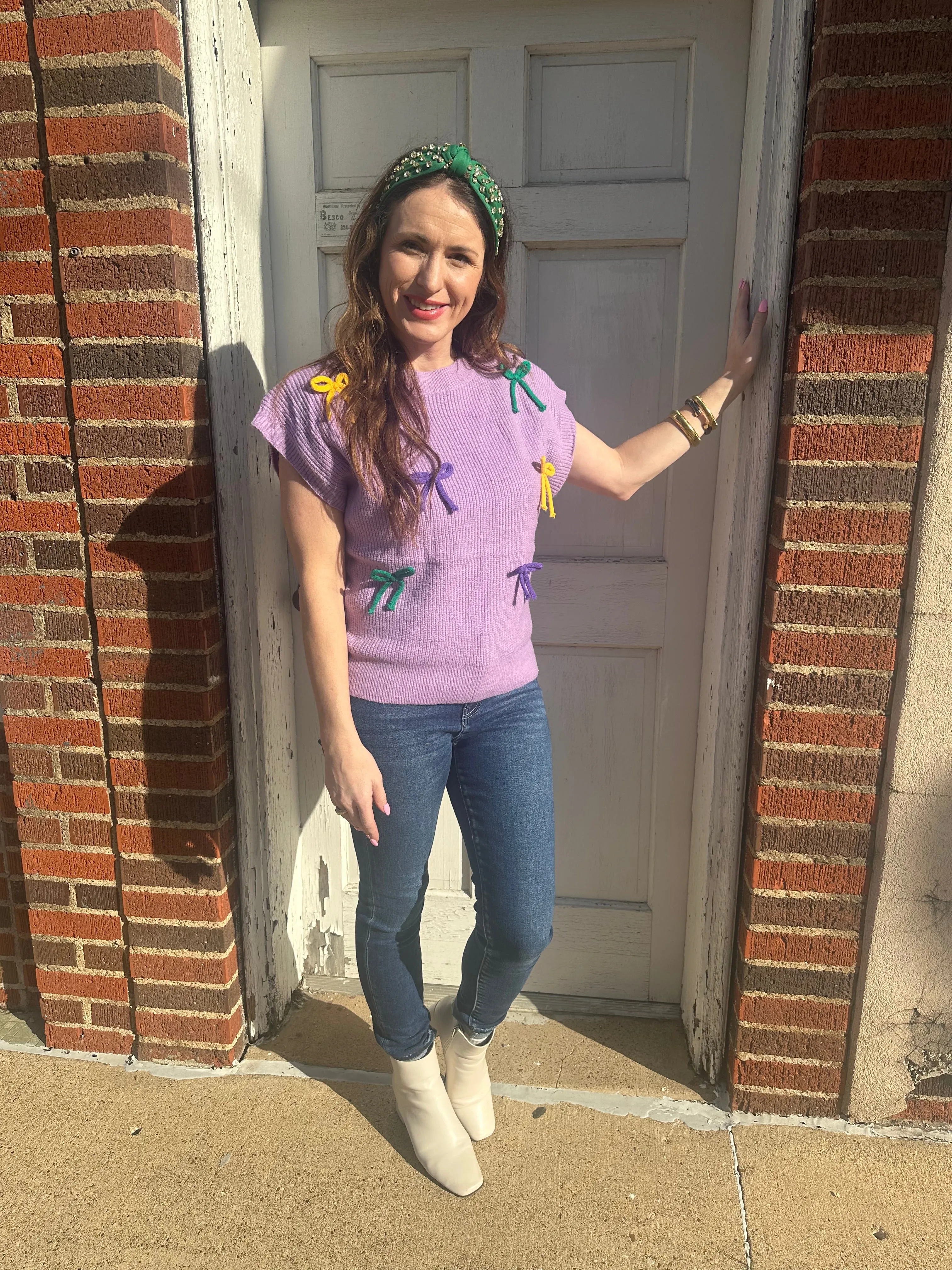 Mardi Party Sweater Top: Purple Mix