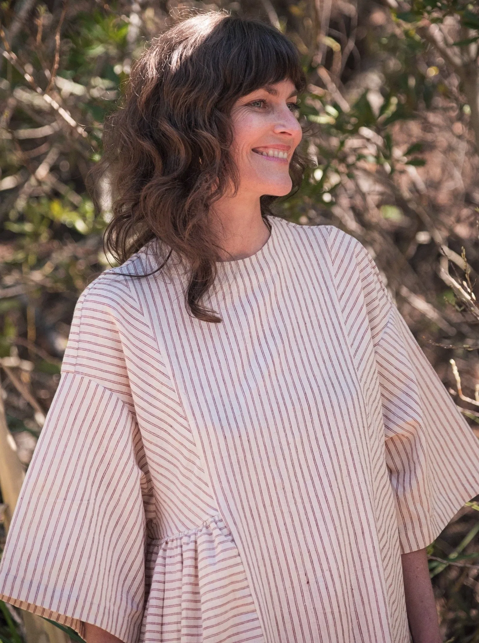 May Boxy Dress in Twill Indigo Stripes