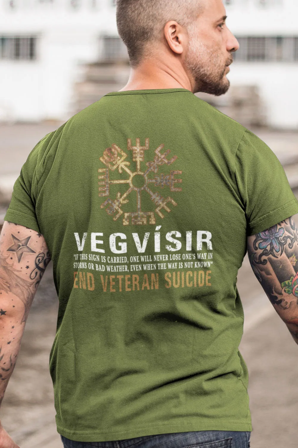 Men's T-Shirt - The Vegvisir - End Veteran Suicide (Made in the U.S.A.)