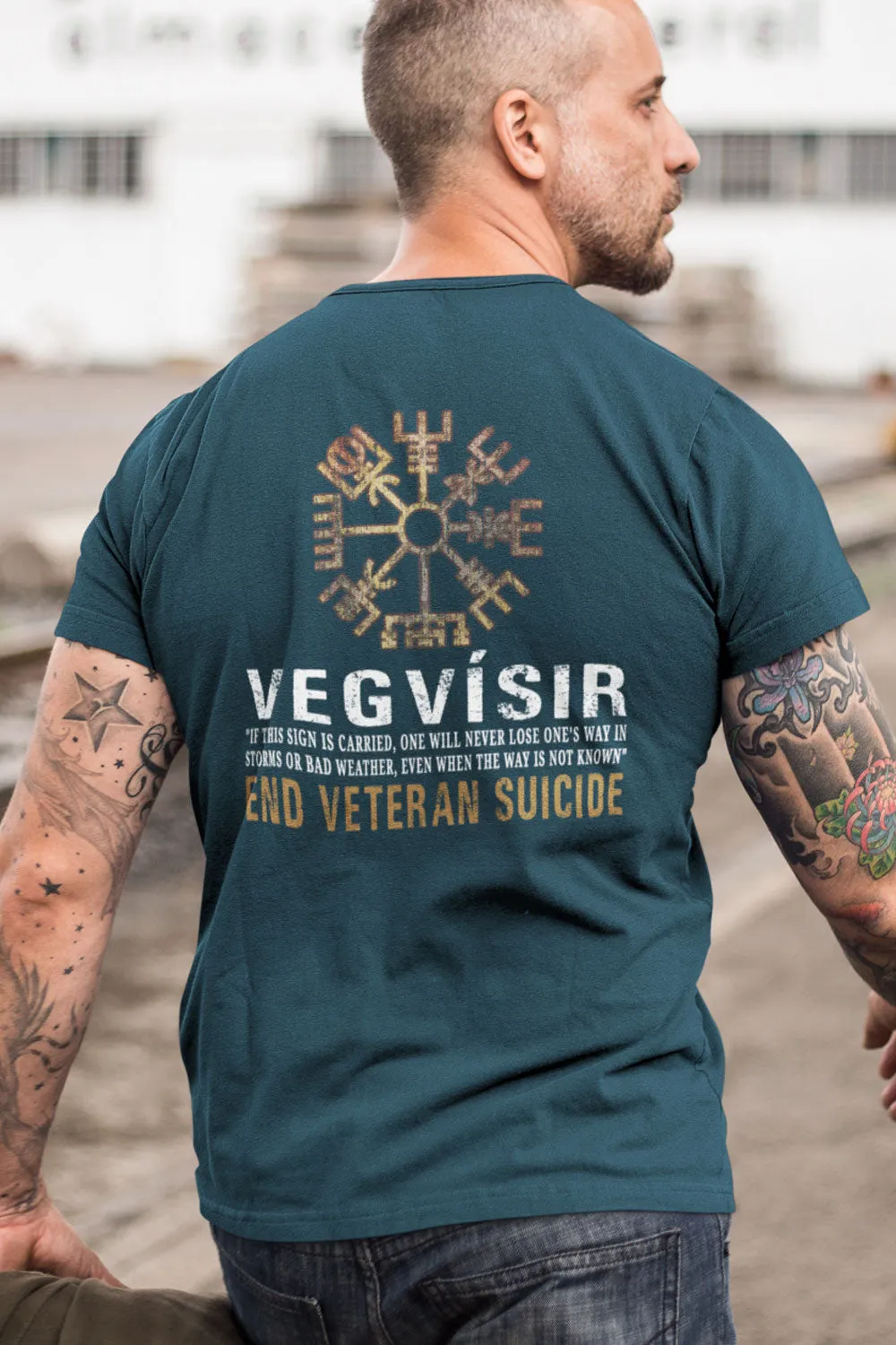 Men's T-Shirt - The Vegvisir - End Veteran Suicide (Made in the U.S.A.)