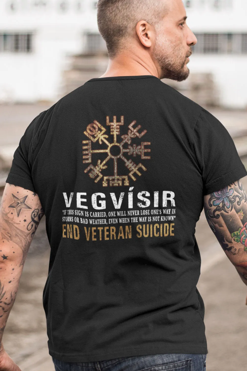 Men's T-Shirt - The Vegvisir - End Veteran Suicide (Made in the U.S.A.)