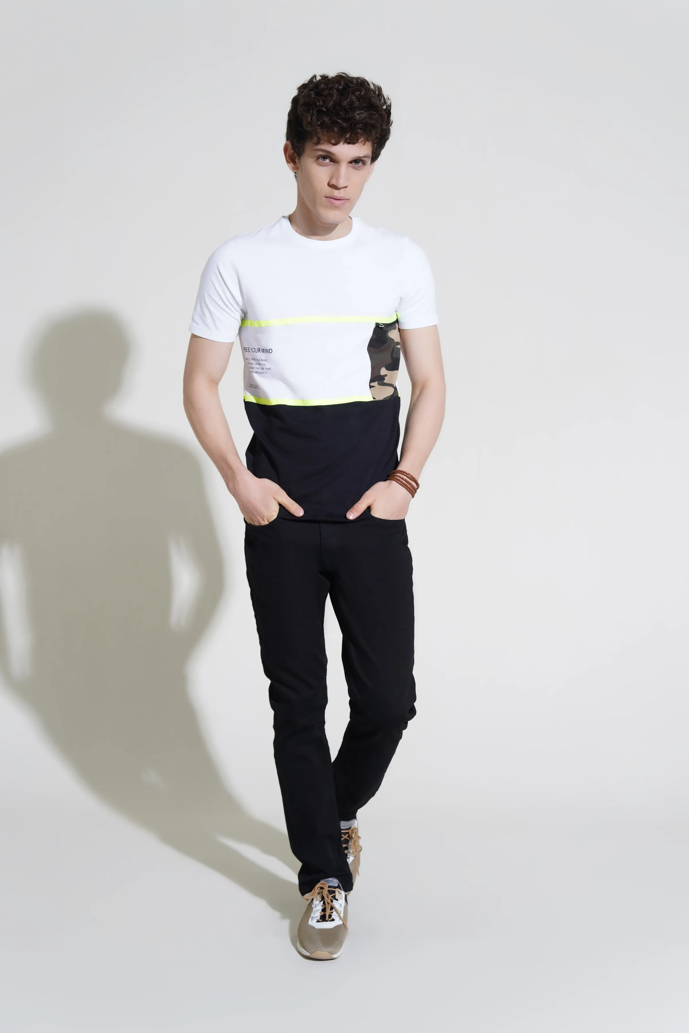 Men's White & Black T-Shirt