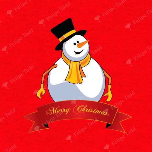 Merry Christmas Snowman T-Shirt - Red