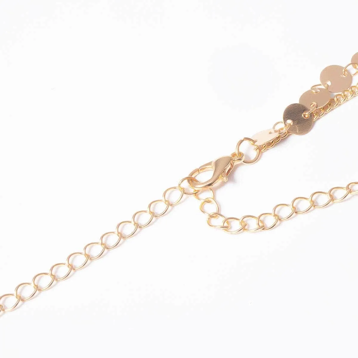 Minimalist Layered Relief Coin Pendant Sequins Arm Cuff - Chic Gold Silver Tone Sequins Chain Cuff Bracelet - Layered Upper Arm Band