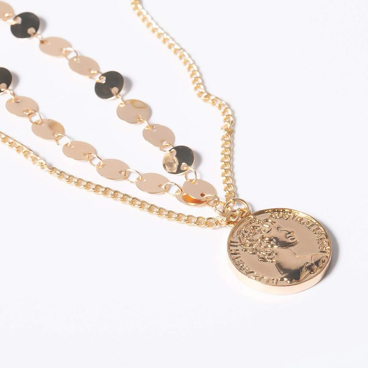 Minimalist Layered Relief Coin Pendant Sequins Arm Cuff - Chic Gold Silver Tone Sequins Chain Cuff Bracelet - Layered Upper Arm Band