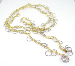Mixed Metal Loopy Lariat Necklace