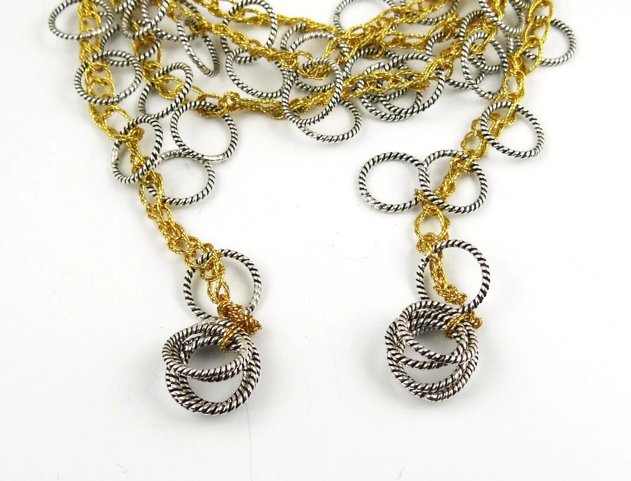 Mixed Metal Loopy Lariat Necklace