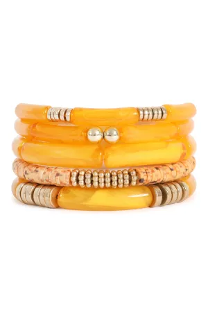 Multi Layer Tubular, CCB, FIMO Versatile Stretch Bracelet Orange - Pack of 6