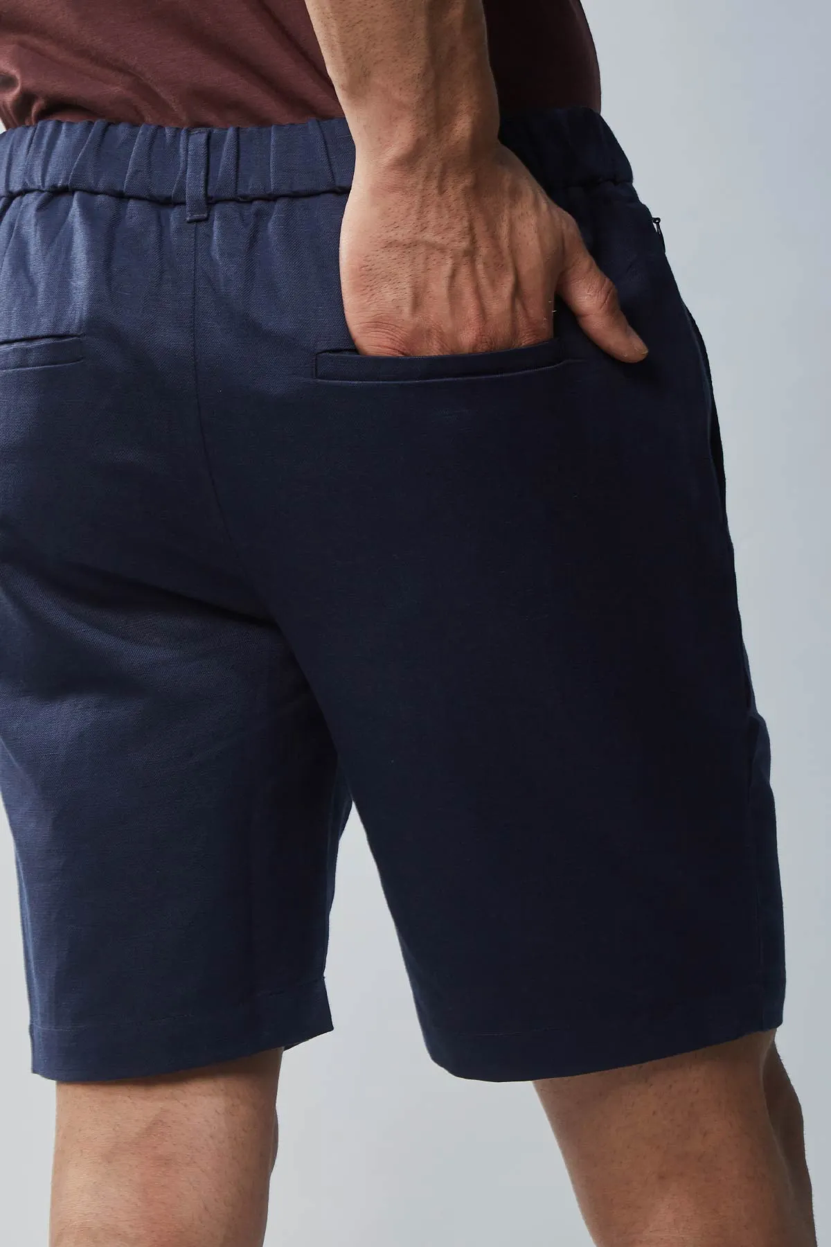 Navy Linen Shorts