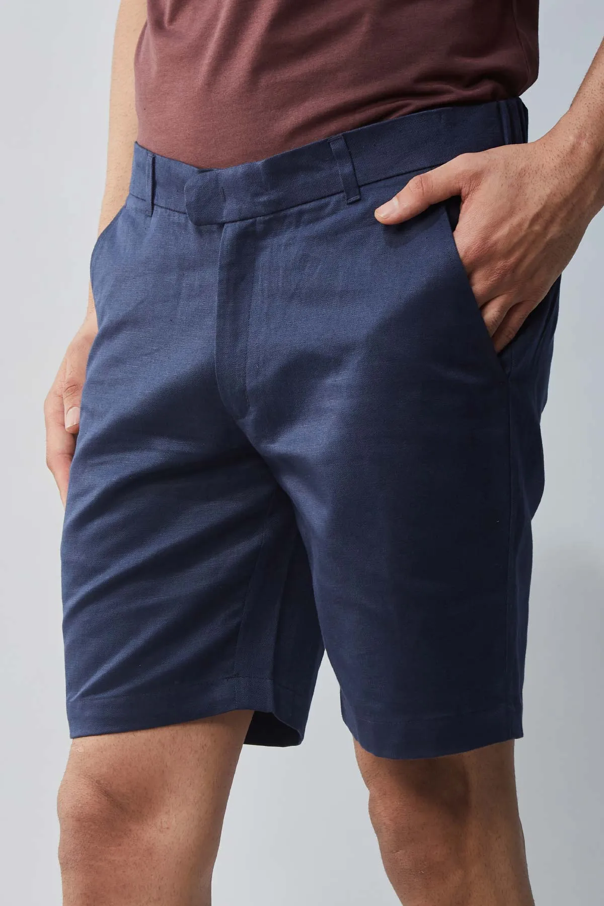 Navy Linen Shorts