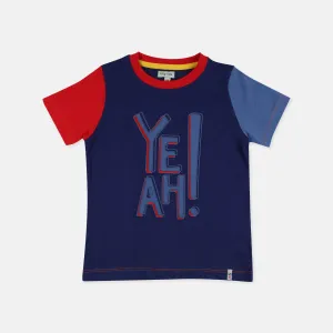 Navy Yeah Slogan Print T-Shirt