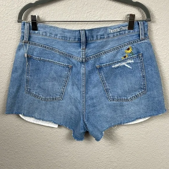New Favorite Daughter Juni High Rise Shorts Floral Daisy Sunflower Sz 31