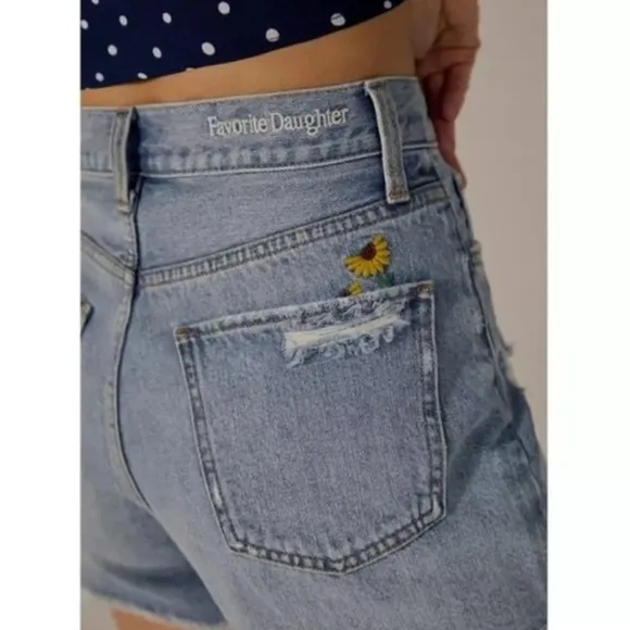 New Favorite Daughter Juni High Rise Shorts Floral Daisy Sunflower Sz 31
