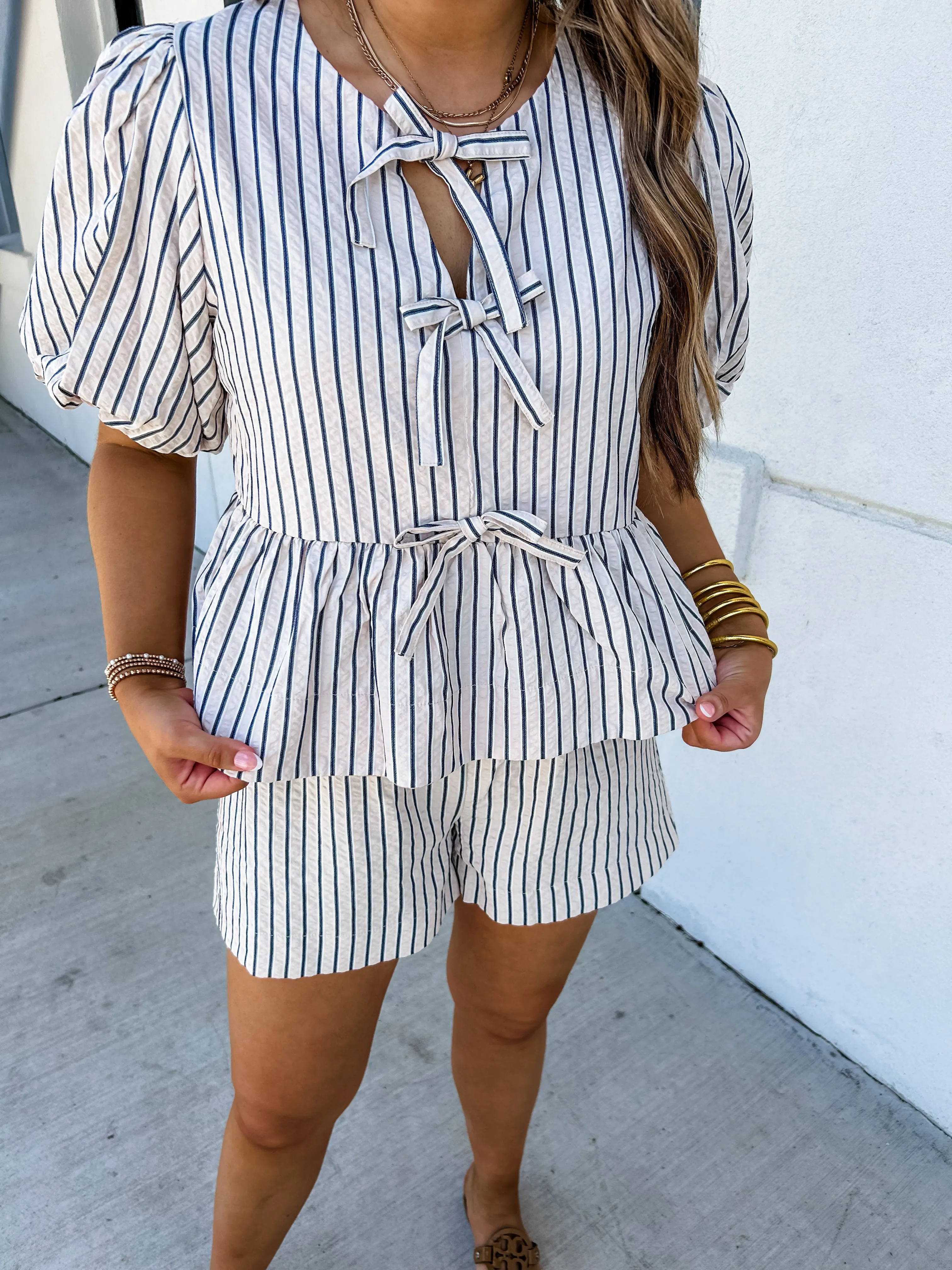 New Moment Bow Top Short Set