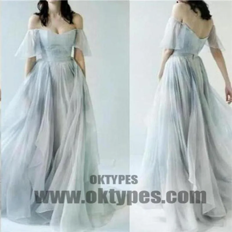 Newest Off The Shoulder Sweetheart Open Back A-Line Chiffon Floor Length Prom Dress, Charming And Cheap Prom Dress, Prom Dresses, TYP0326