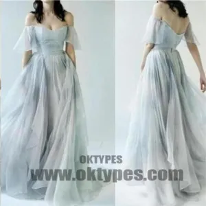 Newest Off The Shoulder Sweetheart Open Back A-Line Chiffon Floor Length Prom Dress, Charming And Cheap Prom Dress, Prom Dresses, TYP0326
