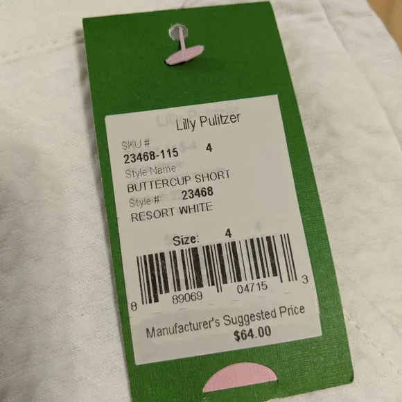 NWT! Lilly Pulitzer Buttercup Shorts Resort White Size 4