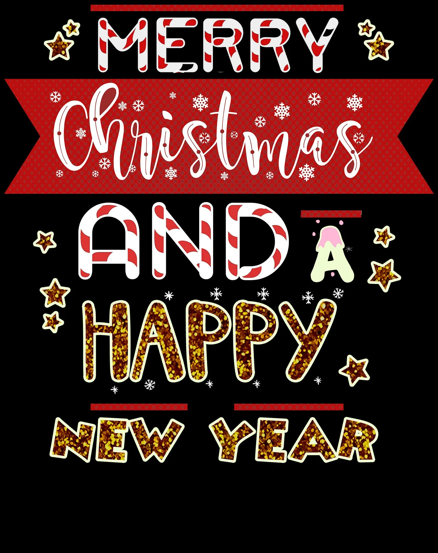 NYE Merry Christmas Stripes Happy New Year Sparkle Party Men's T-Shirt