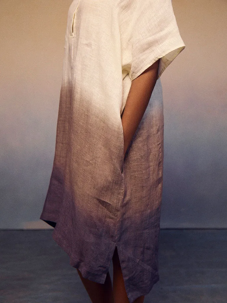 Ombre Block Dress Ivory Charcoal