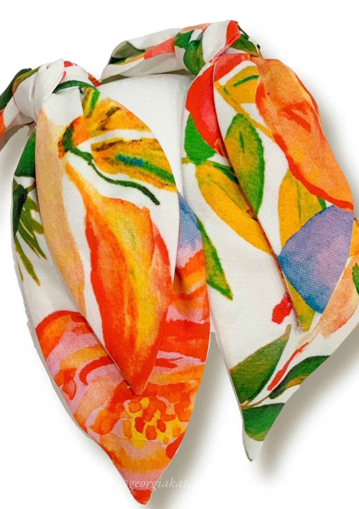 Orange Charity Floral Top Knot Headband by Brooke Wright
