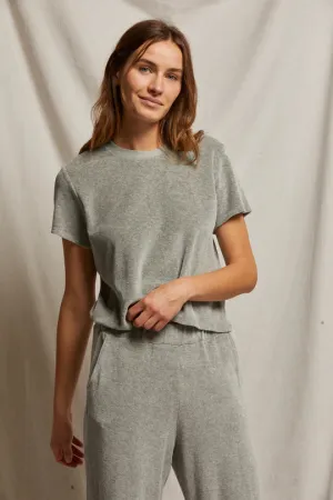 Perfect White Tee Clara Velour Crew Neck Tee Heather Grey