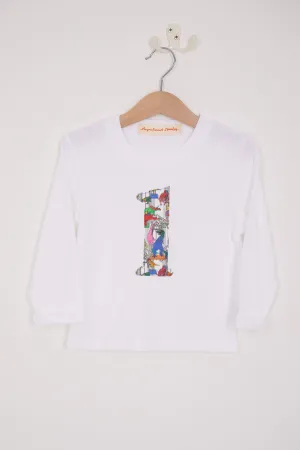 Personalised or Number White T-Shirt in Dinosaur Liberty Print