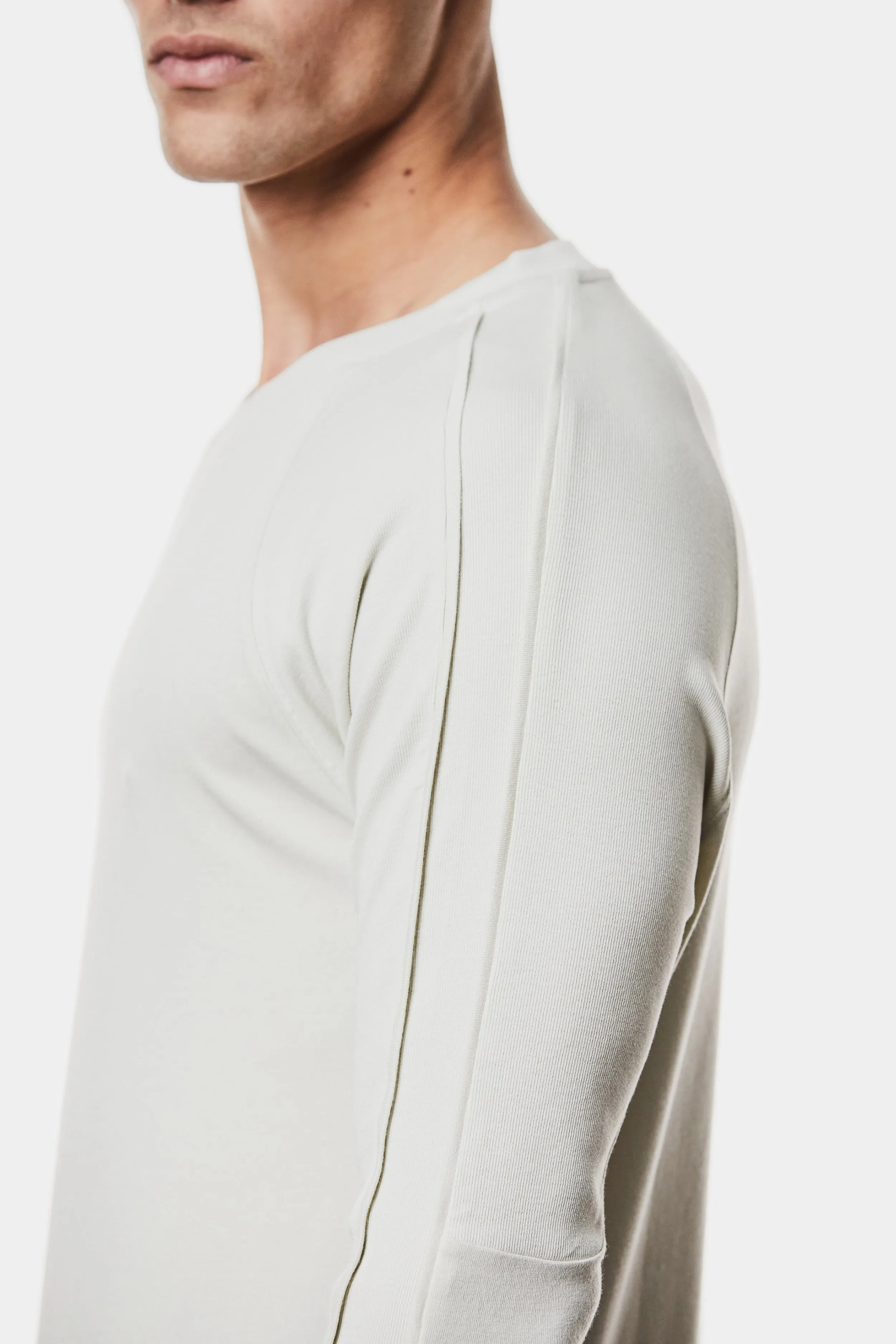 Piped seams long sleeve tee, Dune