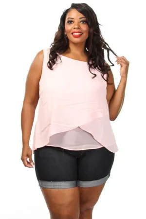 Plus Size Layered Chiffon Blouse