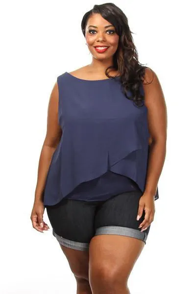 Plus Size Layered Chiffon Blouse